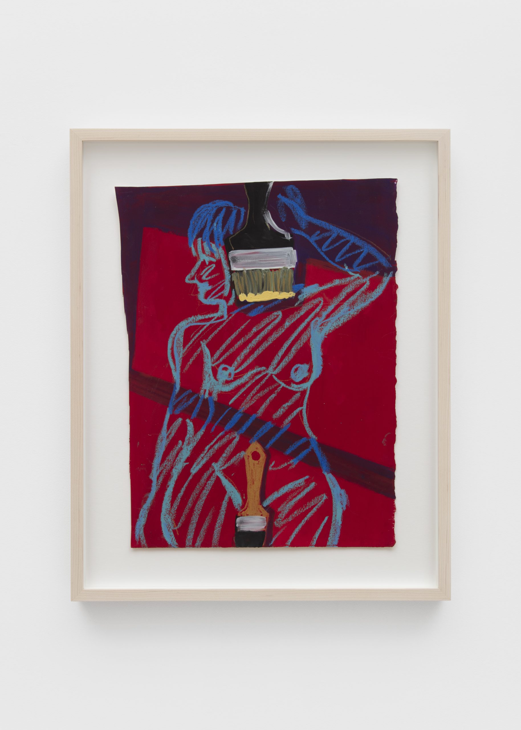 painting with nude figure, red background