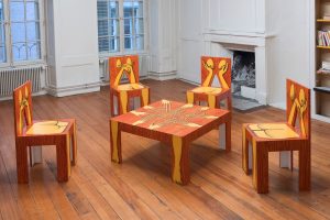 installation view of chairs
