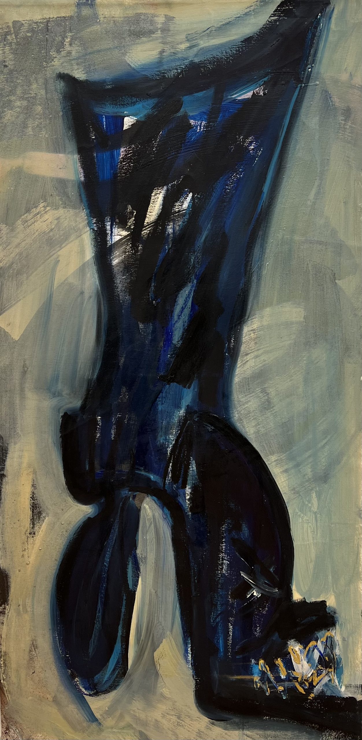 painting of black boot