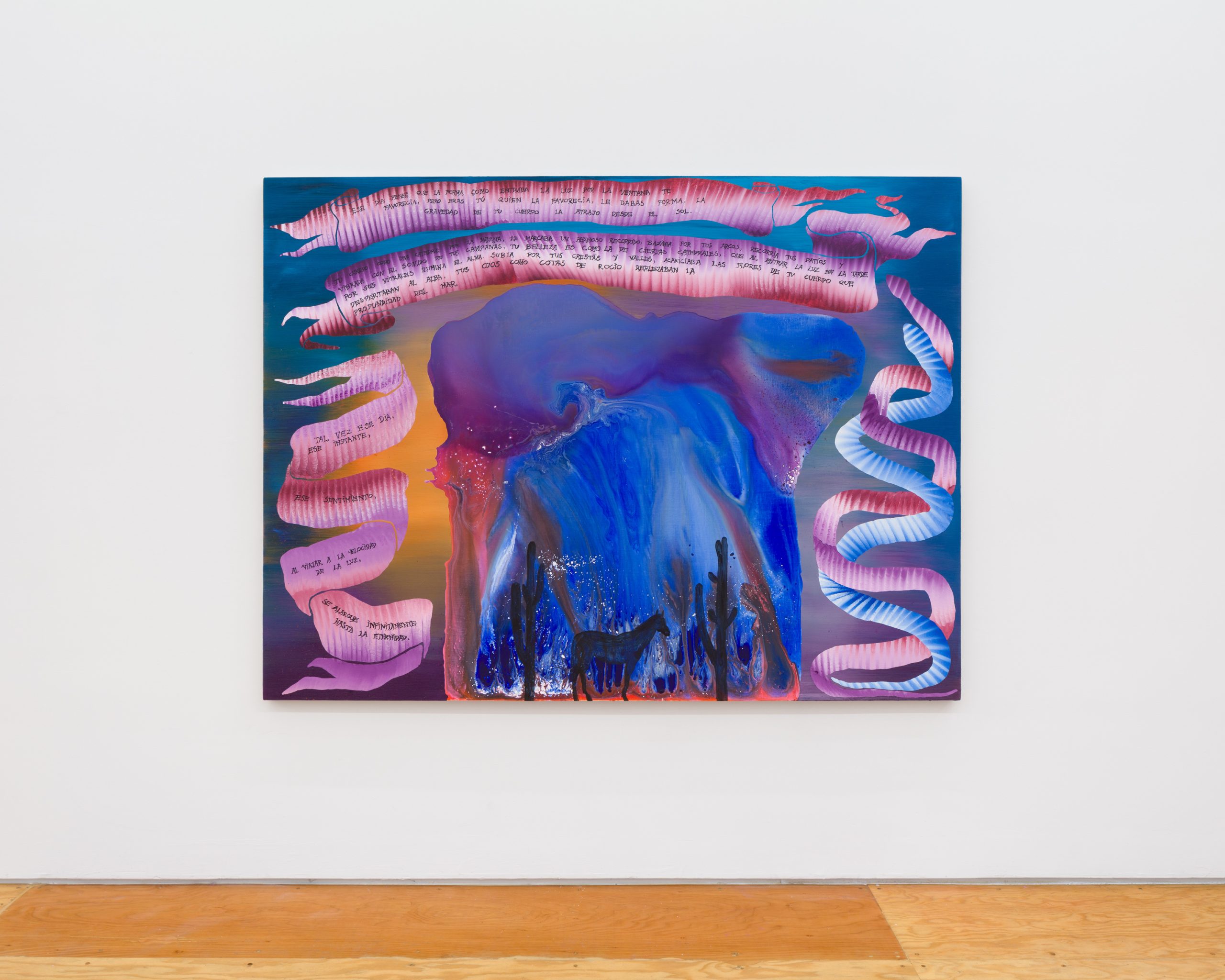 Exhibition view with a blue painting