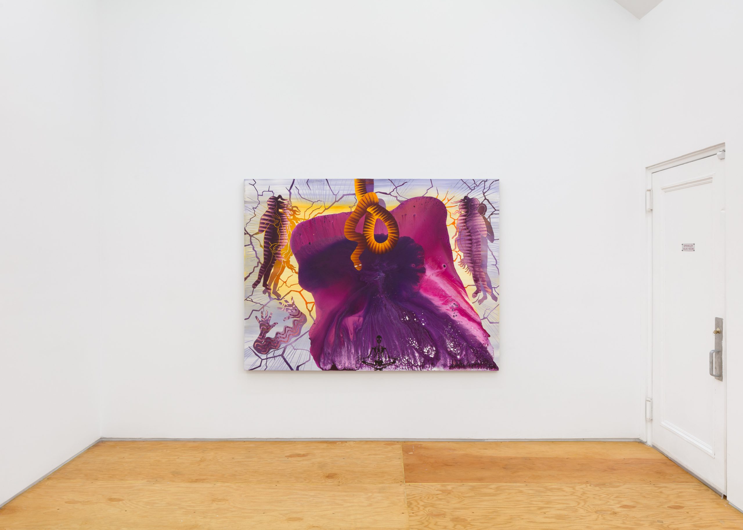 Exhibition view with a purple painting