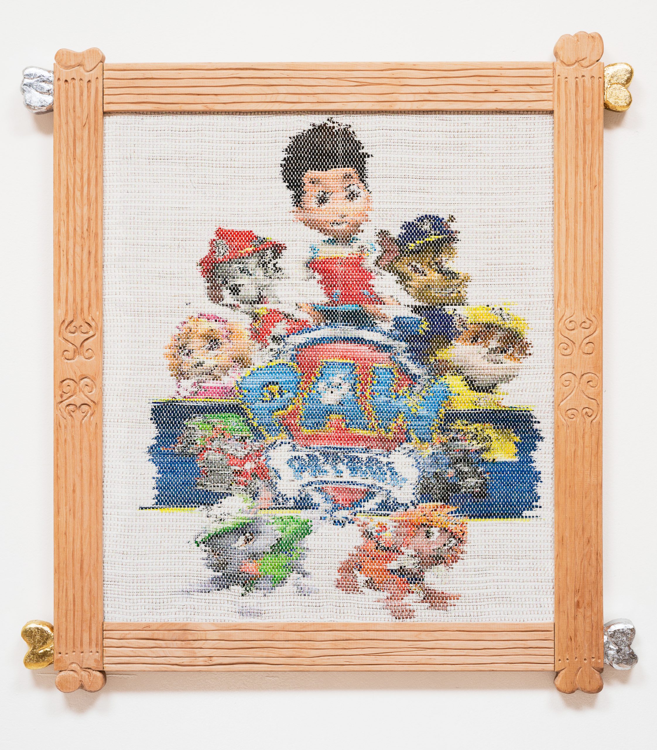 Cartoon figures on silk fabric