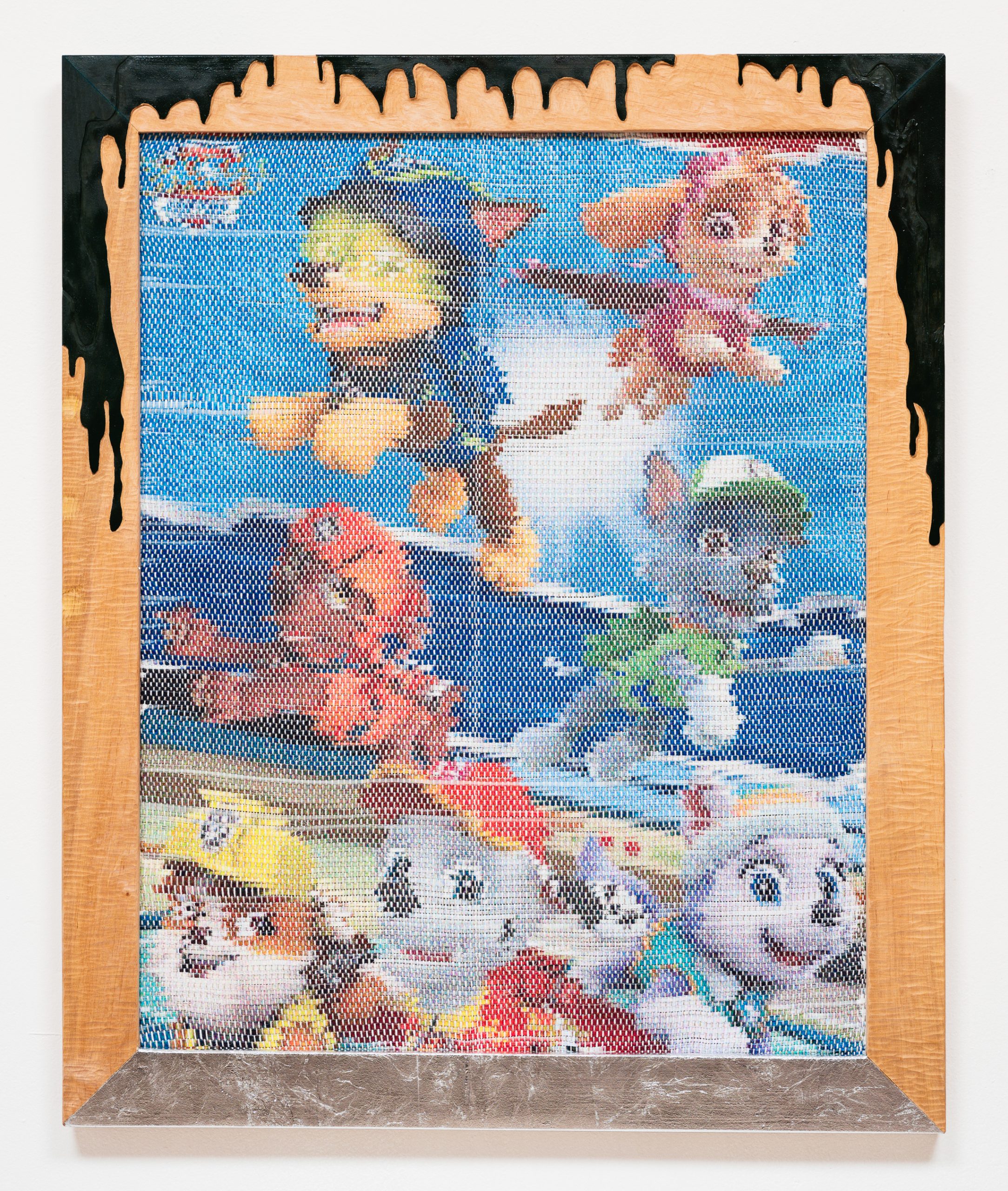 Cartoon figure on silk fabric