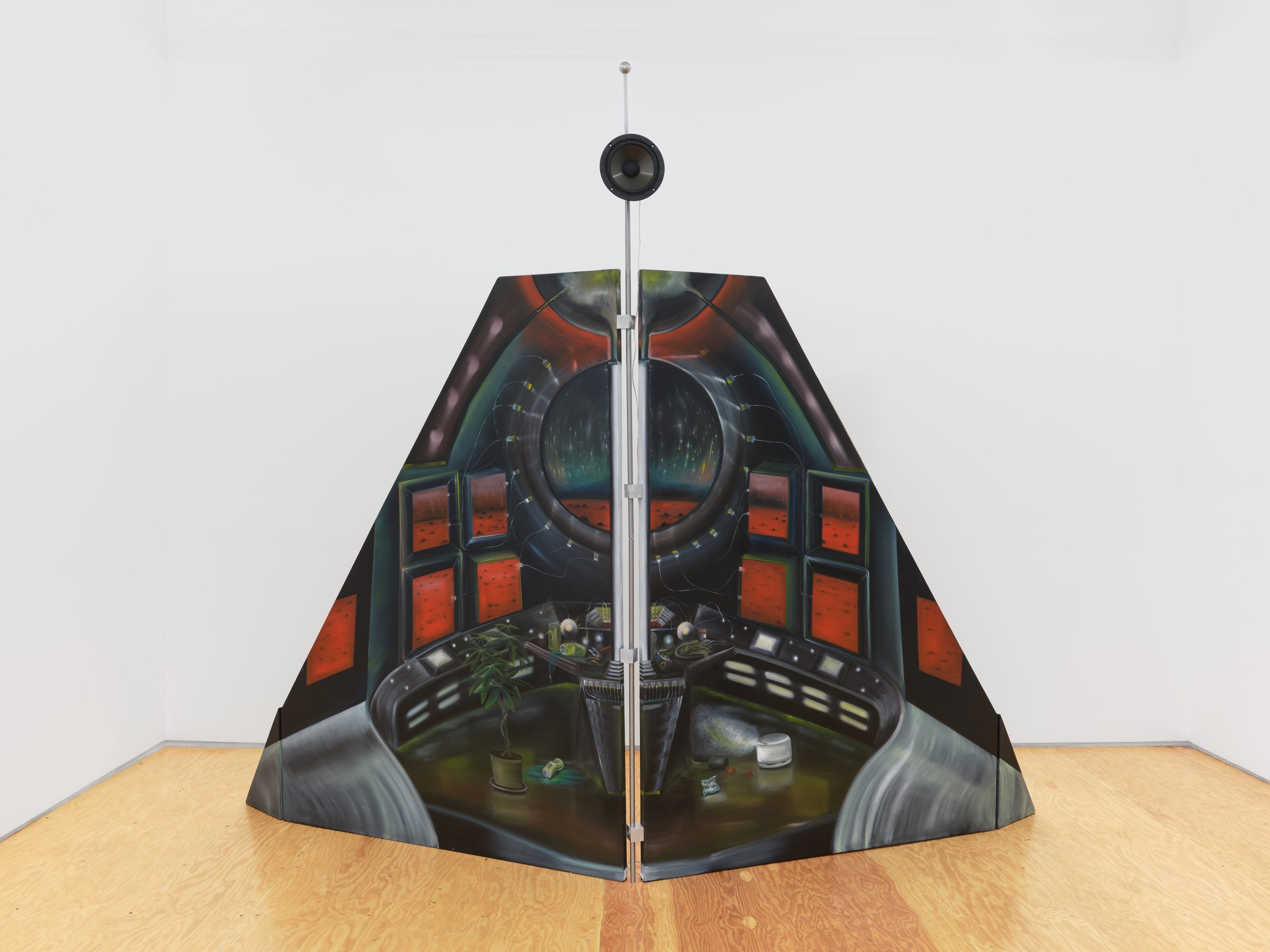 Diptych, trapezoid painting with space themes