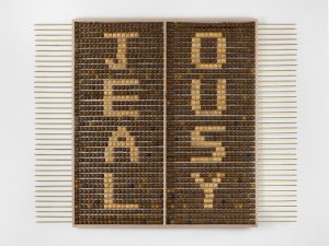 brown tone work with the words "jealousy"