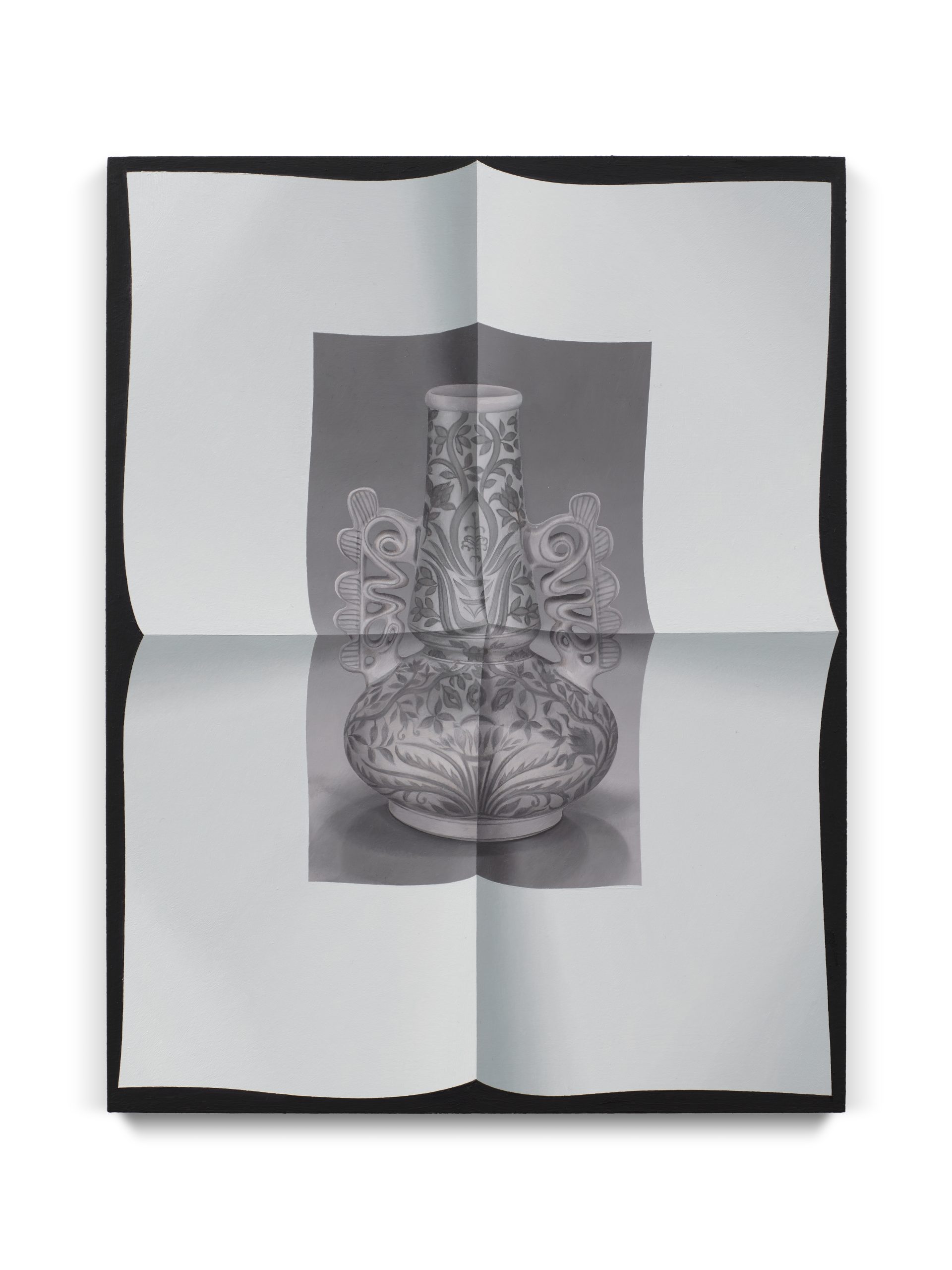 Olivia Jia trompe l'oeil page unfolded painting of Qing dynasty vase for Dutch market