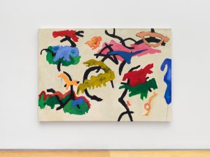 Abstract flowing lines and colorful shapes